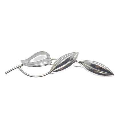NAPIER 925 Sterling Silver Antique Art Deco Floral Leaf Heart Oxidized Brooch