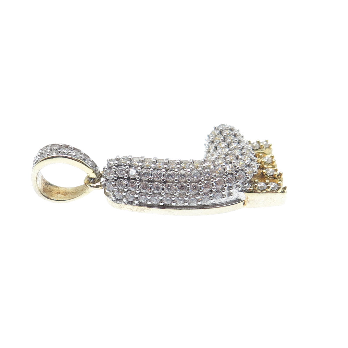 925 Sterling Silver Gold Plated Round-Cut Shaped C Z Letter L Sparkle Pendant