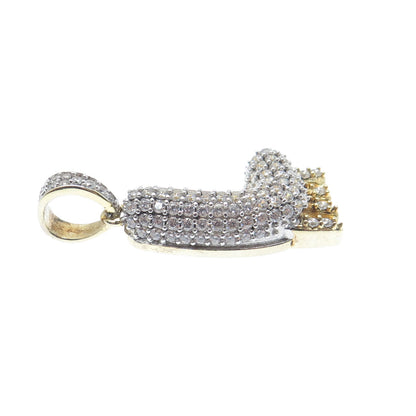 925 Sterling Silver Gold Plated Round-Cut Shaped C Z Letter L Sparkle Pendant