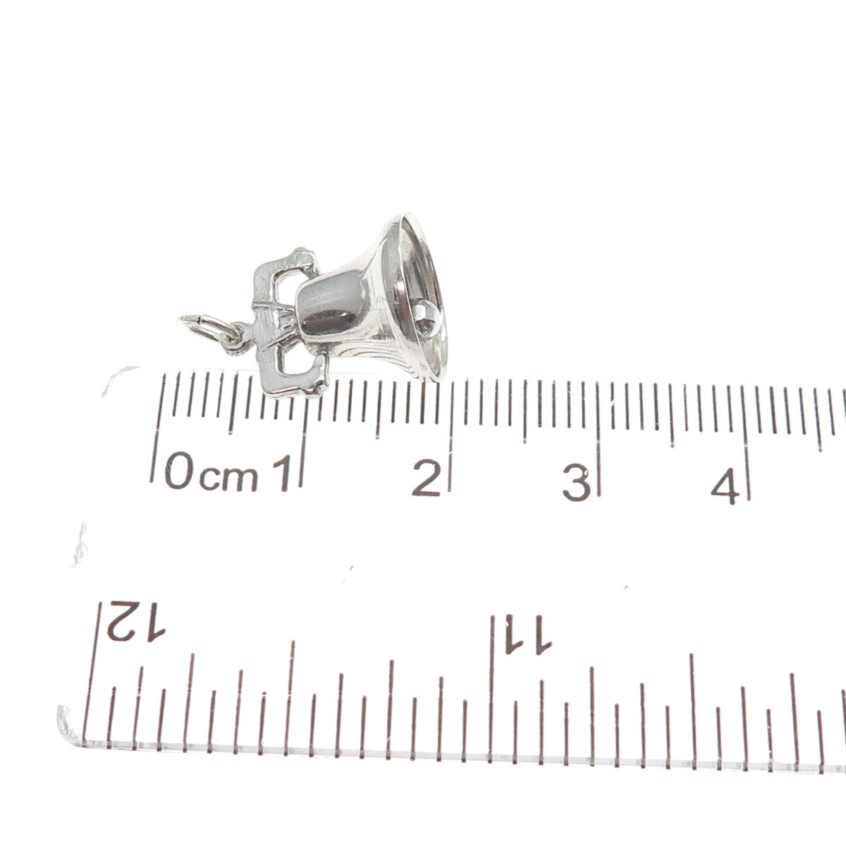 925 Sterling Silver Antique Art Deco Liberty Bell Minimalist 3D Charm Pendant