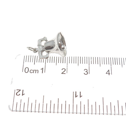 925 Sterling Silver Antique Art Deco Liberty Bell Minimalist 3D Charm Pendant