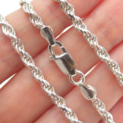 925 Sterling Silver Vintage Italy Twisted Rope Chain Necklace 18"