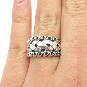 925 Sterling Silver Vintage Wicker Ring Size 6.75