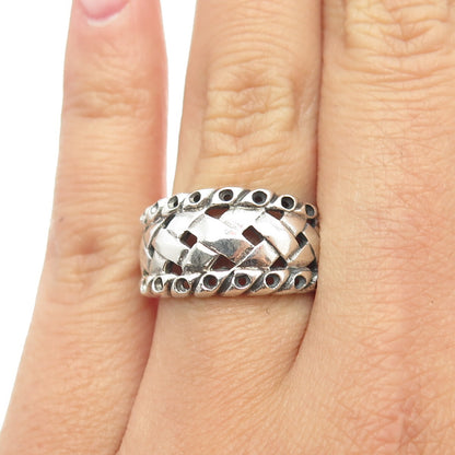 925 Sterling Silver Vintage Wicker Ring Size 6.75