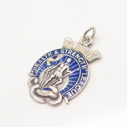 925 Sterling Silver Vintage London George Kenning & Son Enamel Charm Pendant