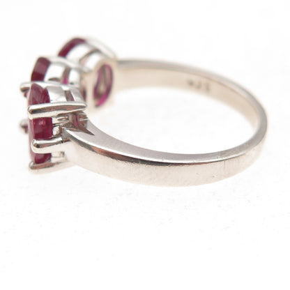 925 Sterling Silver Real Oval-Cut Ruby Ring Size 7