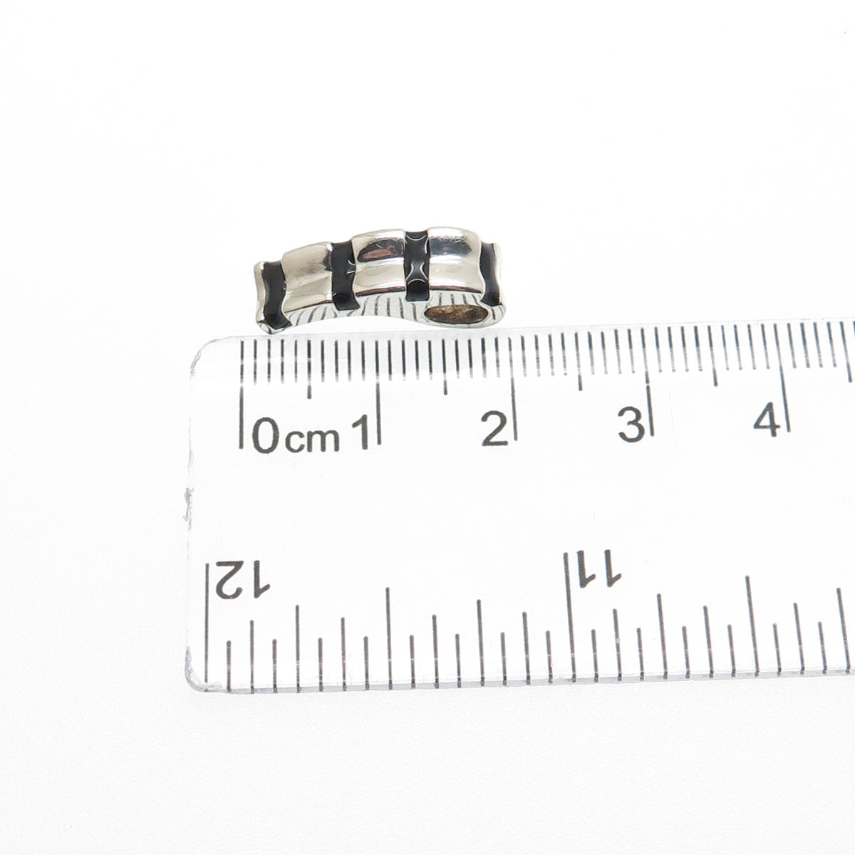 925 Sterling Silver Vintage Enamel Candy Cane Minimalist Slide Charm Pendant