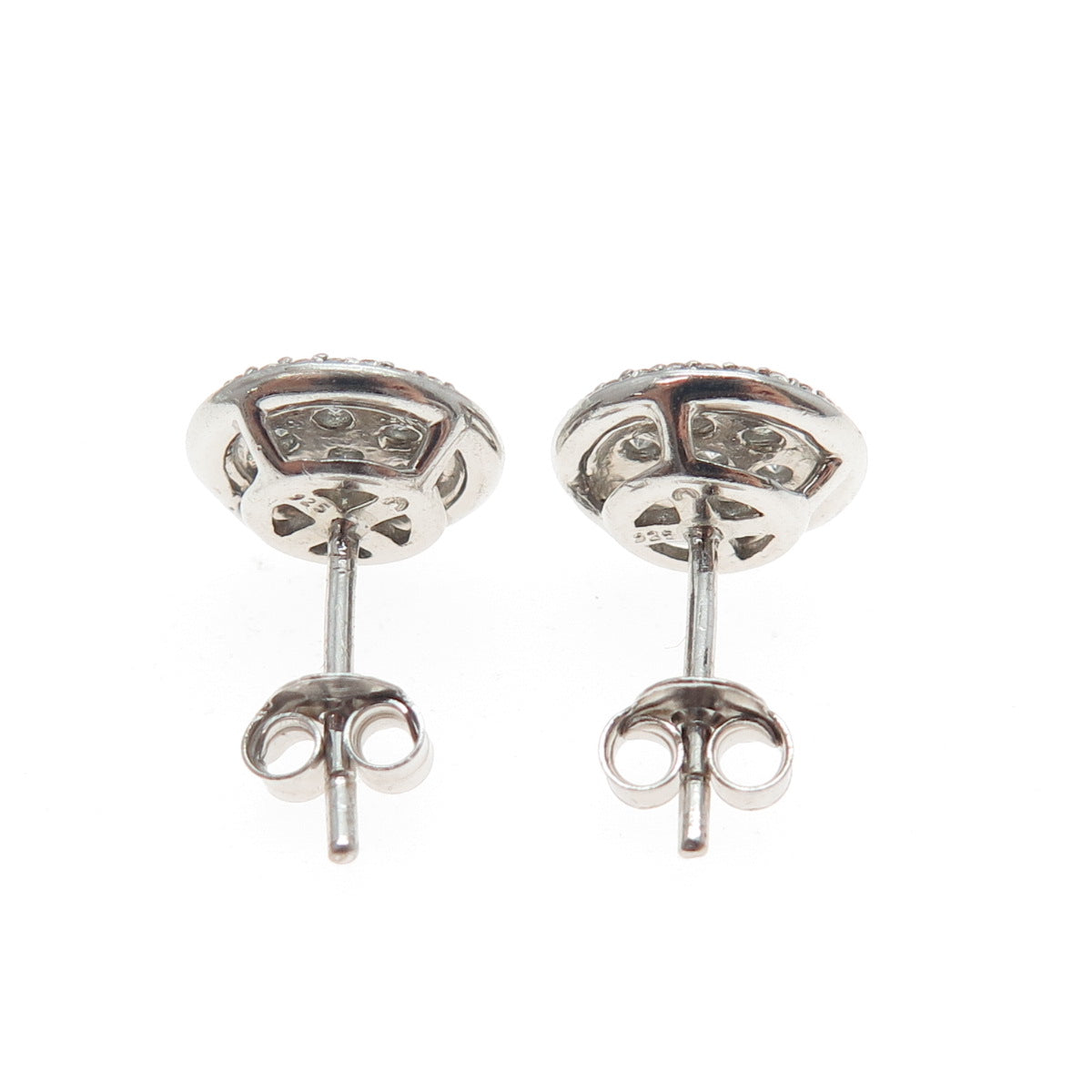 925 Sterling Silver Round-Cut C Z Sparkle Stud Earrings