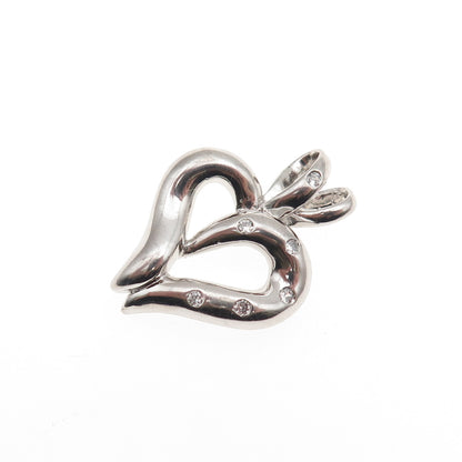 925 Sterling Silver Round-Cut C Z Heart Charm Pendant