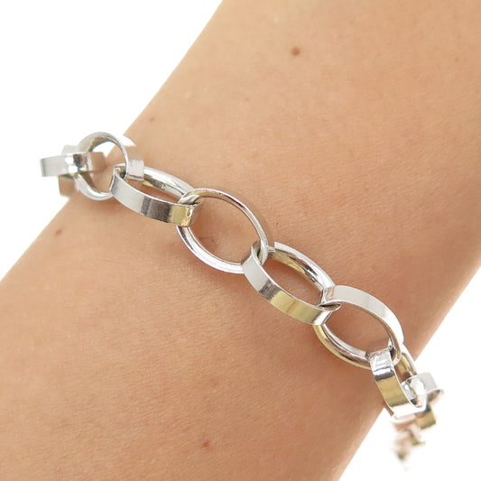 DANECRAFT 925 Sterling Silver Vintage Italy Oval Link Bracelet 7.5"