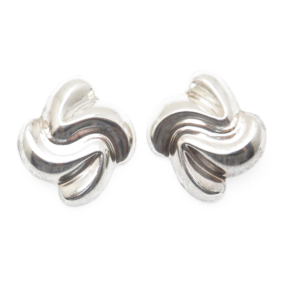 DULCE 925 Sterling Silver Vintage Mexico Modernist Clip On Earrings