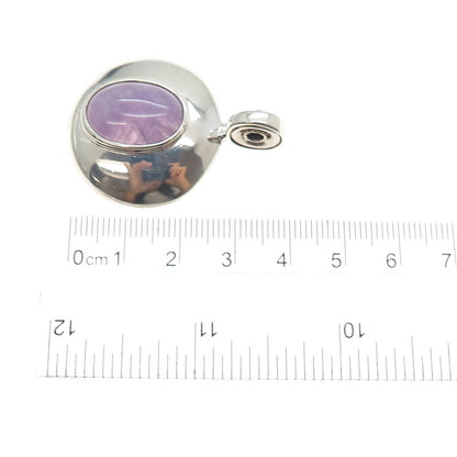 ESPO SIG Joseph Esposito Sterling Vintage Amethyst Flower Modernist Snap Pendant