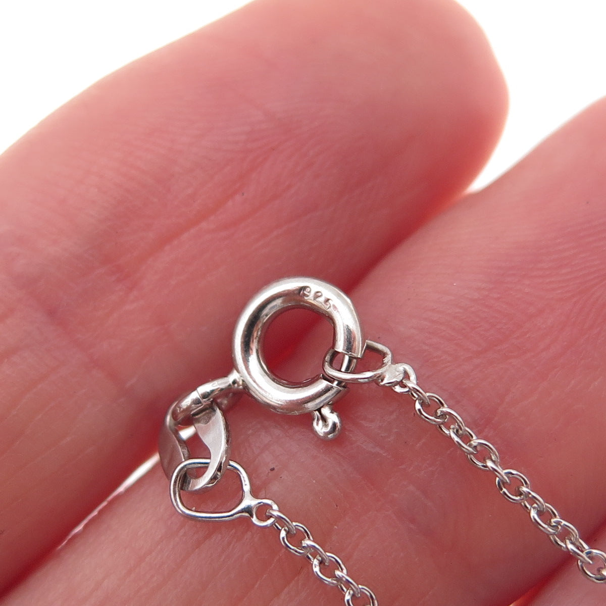925 Sterling Silver Real Round-Cut Diamond Dolphin Cable Chain Necklace 18"