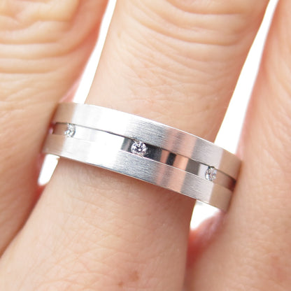 925 Sterling Silver Vintage MGR Round-Cut C Z All Around Band Ring Size 9.5