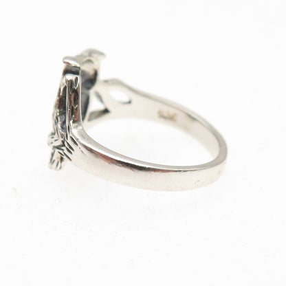 925 Sterling Silver Vintage Wise Owl Oxidized Ring Size 5.75
