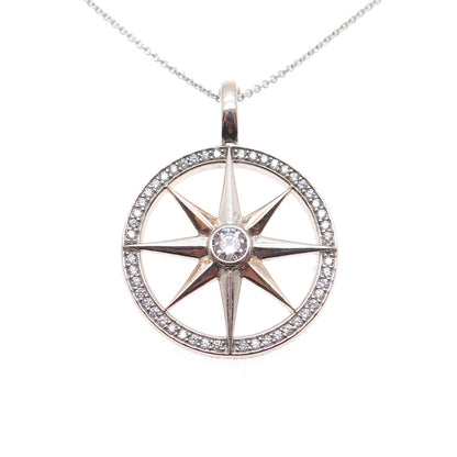 SYLVIA TOLEDANO Sterling Silver 2-Tone C Z North Star Cable Chain Necklace 18"