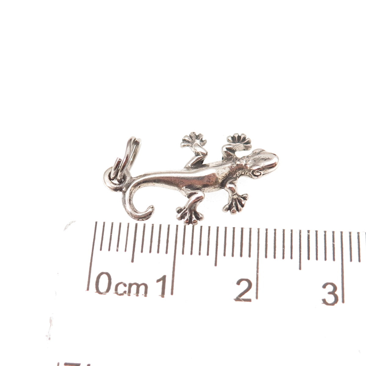 925 Sterling Silver Vintage Lizard Oxidized Charm Pendant