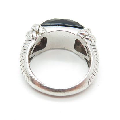 JUDITH RIPKA 925 Sterling Silver Vintage Black Onyx Gem Twisted Ring Size 6