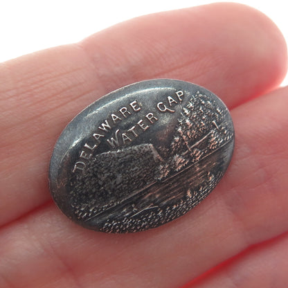 925 Sterling Silver Vintage Delaware Water Gap Oxidized Pin Brooch