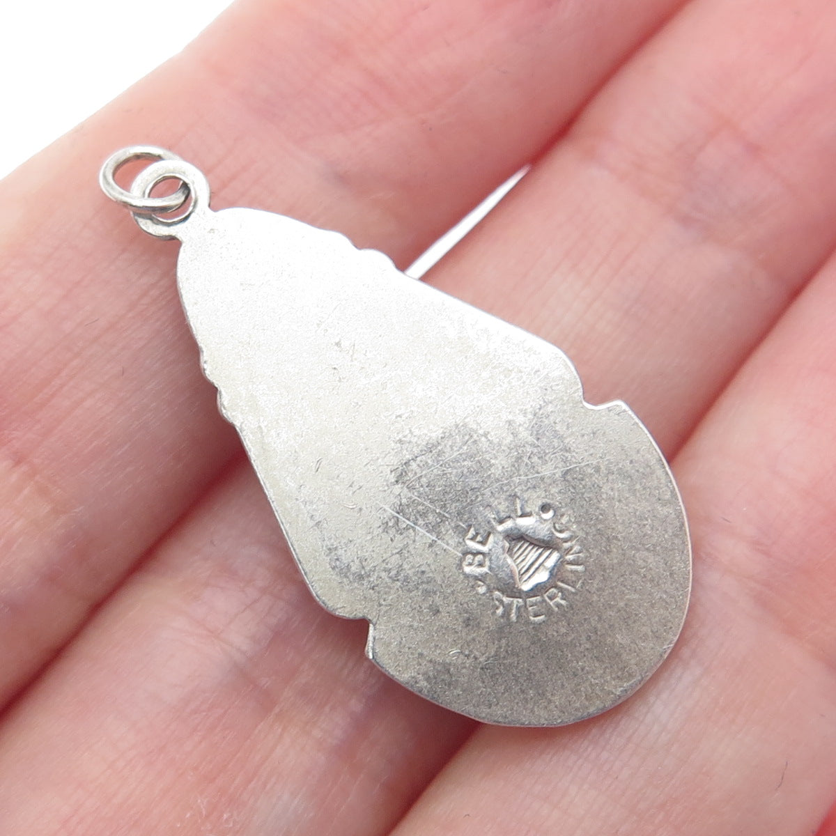 BELL TRADING POST Old Pawn 925 Sterling Vintage Lone Mountain Turquoise Pendant