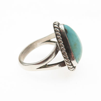 Old Pawn Sterling Silver Vintage Southwestern Tyrone Turquoise Ring Size 6.25