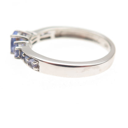 Chuck Clemency 925 Sterling Silver Real Oval & Round-Cut Tanzanite Ring Size 8