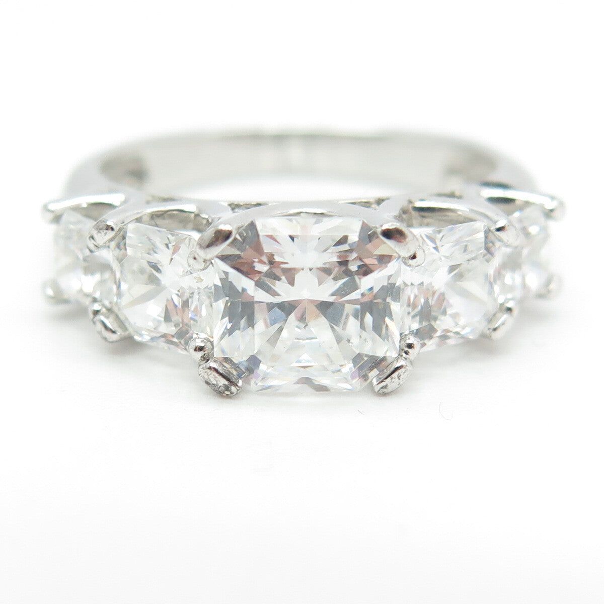 925 Sterling Silver Octagon-Cut C Z Engagement Ring Size 8