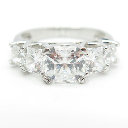 925 Sterling Silver Octagon-Cut C Z Engagement Ring Size 8