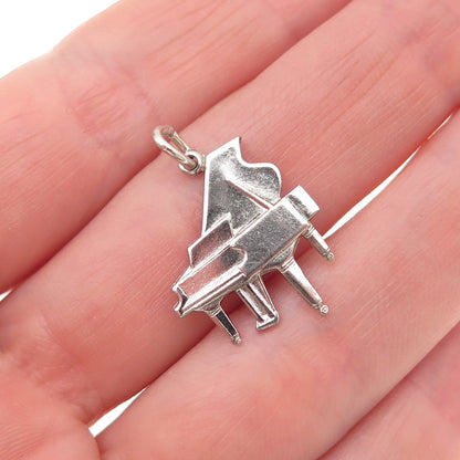 Wells 925 Sterling Silver Antique Art Deco Grand Piano Mini Charm Pendant