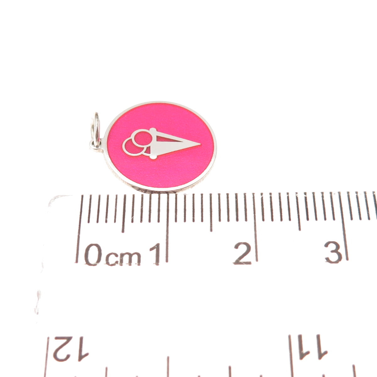 925 Sterling Silver Pink Enamel Ice Cream Charm Pendant