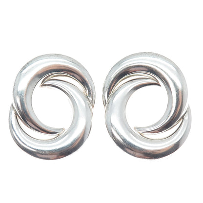 925 Sterling Silver Vintage Mexico Modernist Crescent Yin Yang Earrings