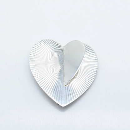 925 Sterling Silver Vintage EDI Striped Heart Pin Brooch