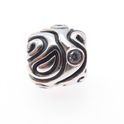 PANDORA 925 Sterling Silver Round-Cut C Z Daydream Slide Bead Charm