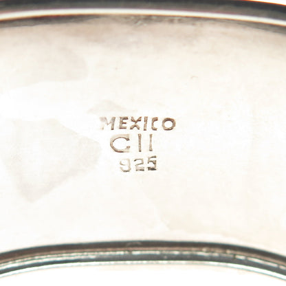 925 Sterling Silver Vintage Mexico Carnelian Gem Adjustable Cuff Bracelet 6.75"