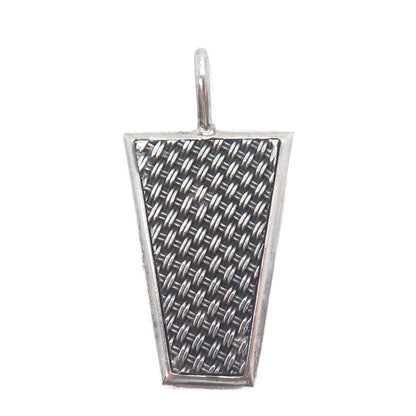 925 Sterling Silver Vintage Modernist Mesh Oxidized Charm Pendant