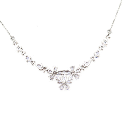 925 Sterling Silver Real Tanzanite & White Topaz Cable Chain Necklace 16-18"