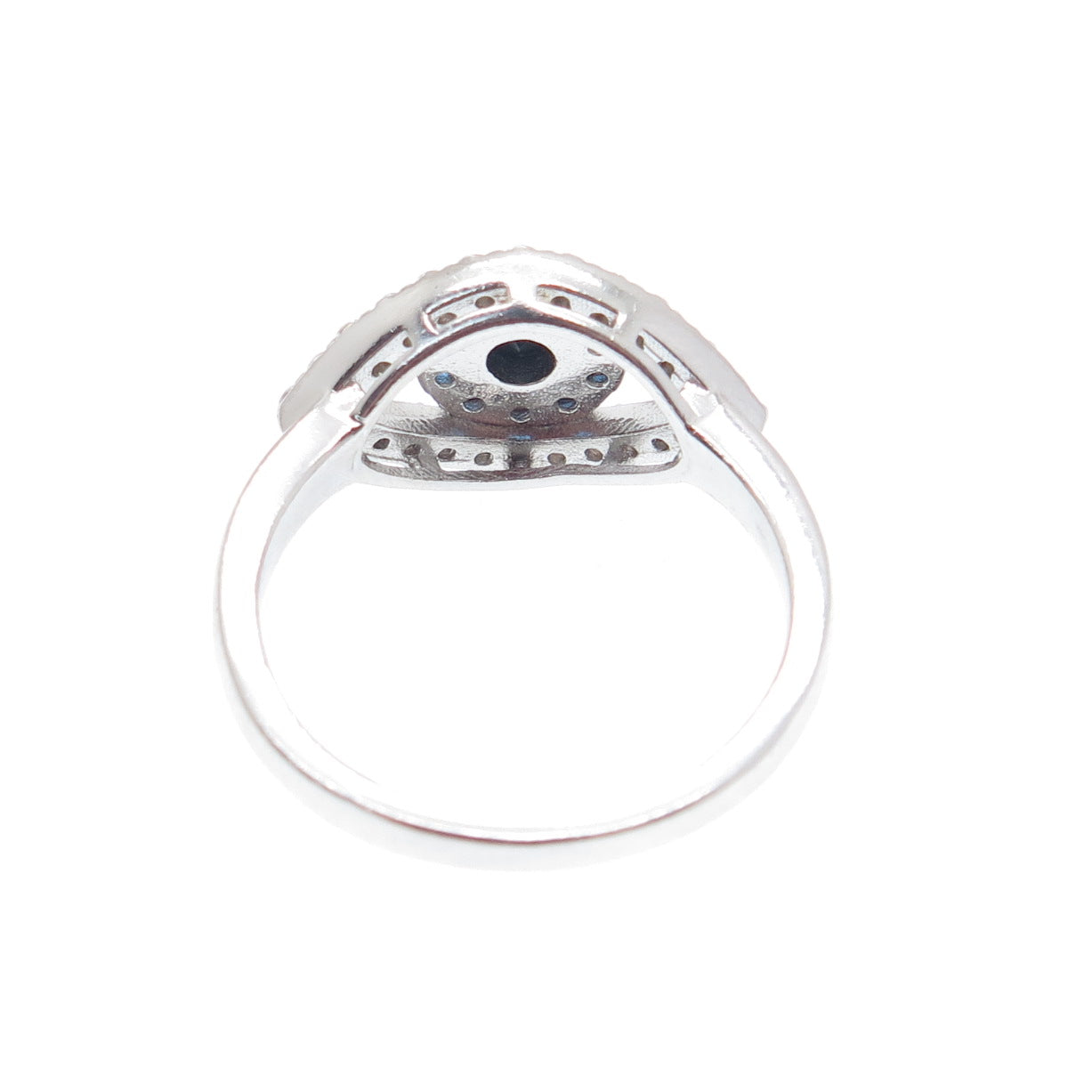 925 Sterling Silver Round-Cut Multi-Color C Z Evil's Eye Ring Size 7