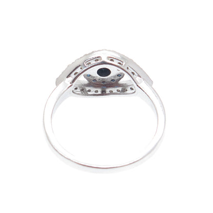 925 Sterling Silver Round-Cut Multi-Color C Z Evil's Eye Ring Size 7