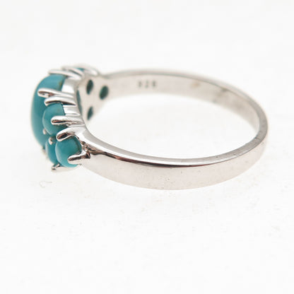 925 Sterling Silver Real Sleeping Beauty Turquoise Cluster Ring Size 8