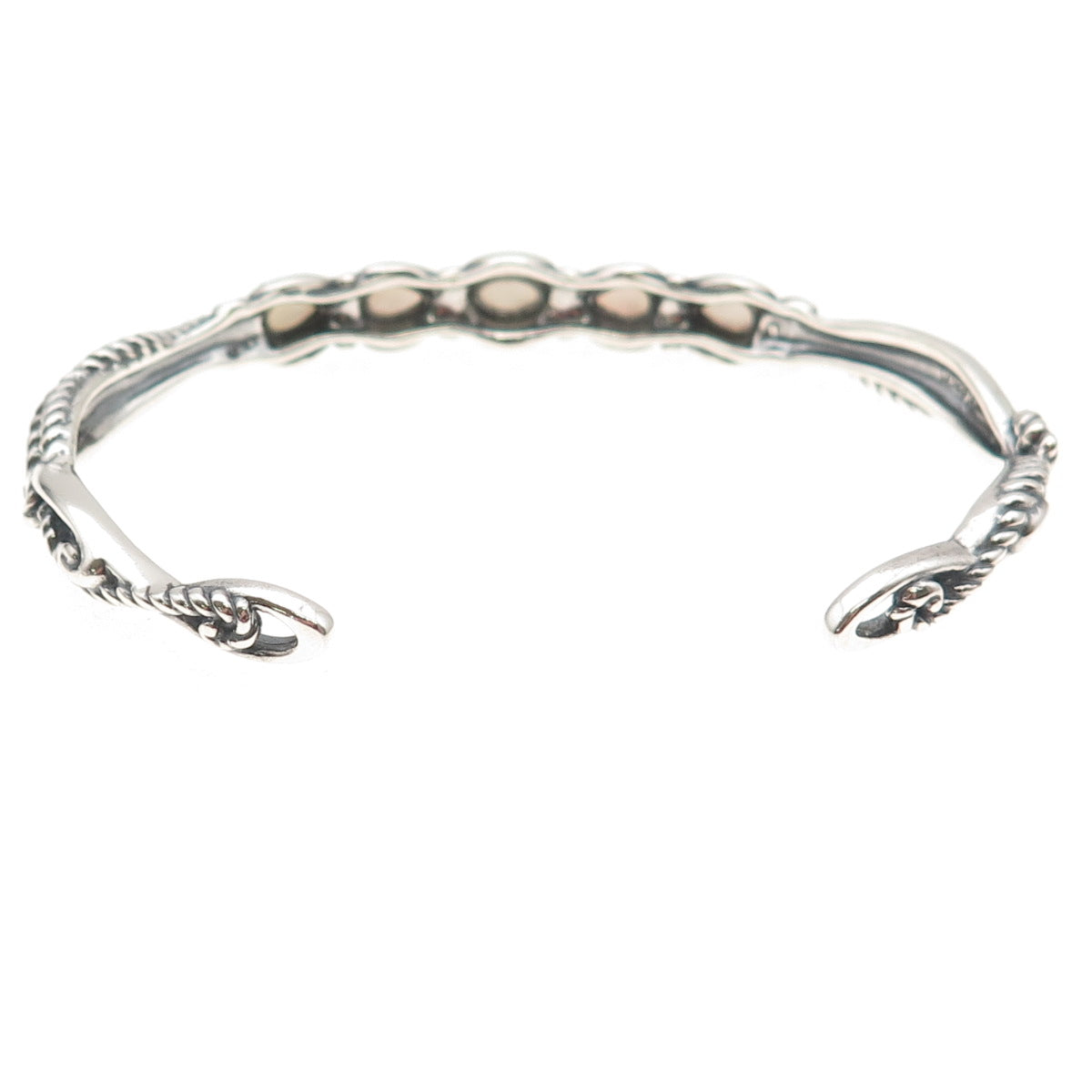 Carolyn Pollack 925 Sterling Silver Vintage Real MOP Adjustable Cuff Bracelet 7"