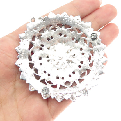 800 Silver Antique Bohemian Filigree Shield Oxidized Pendant