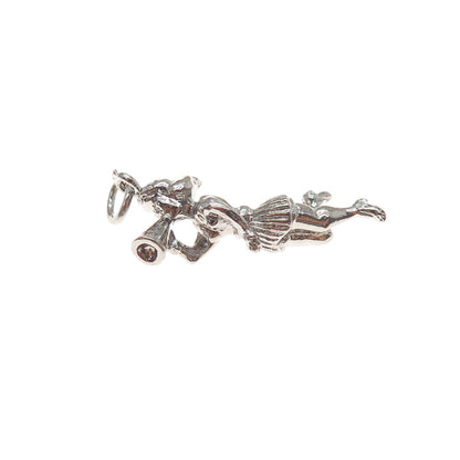 925 Sterling Silver Vintage Cheerleader 3D Charm Pendant