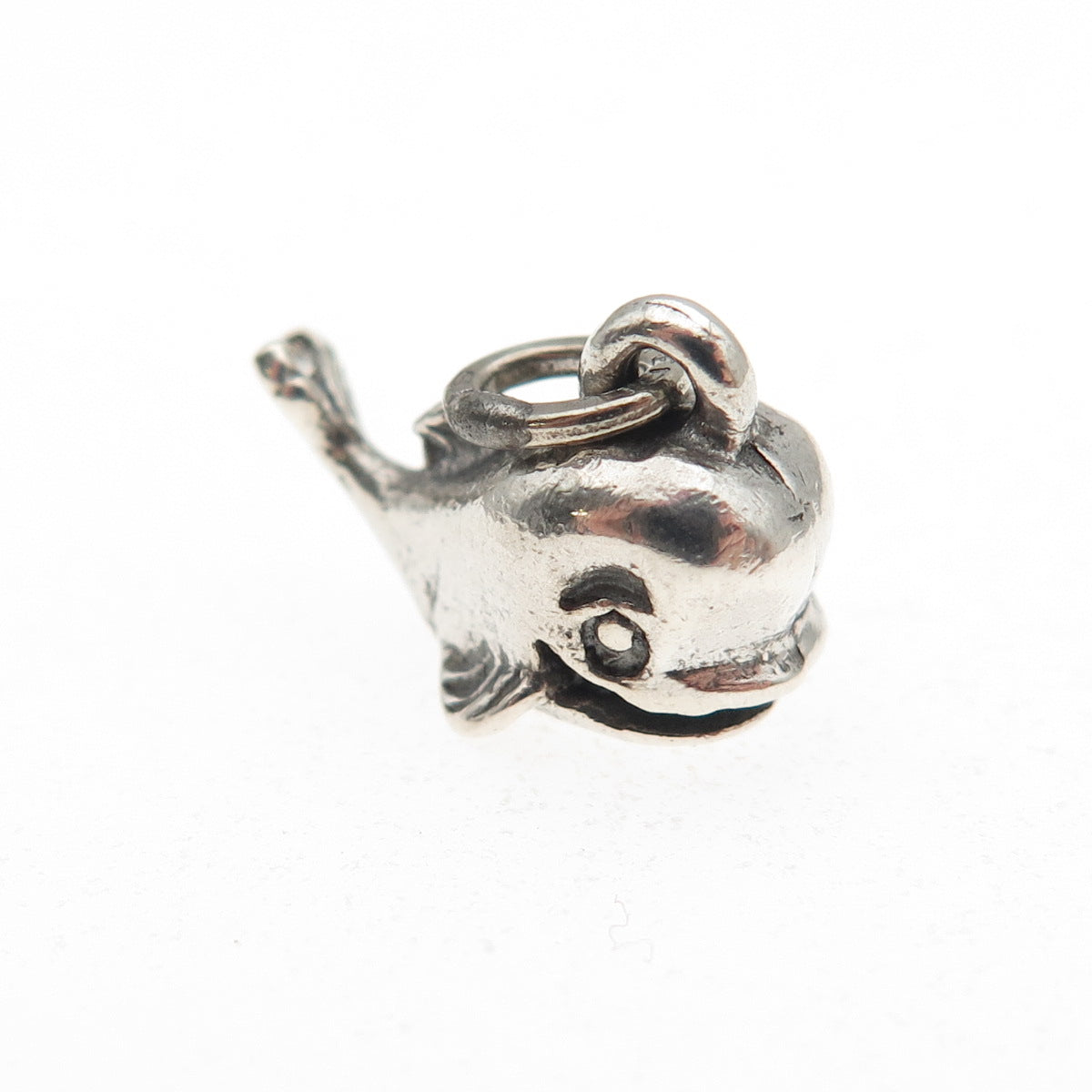 BEAU 925 Sterling Silver Vintage Friendly Dolphin 3D Mini Charm Pendant