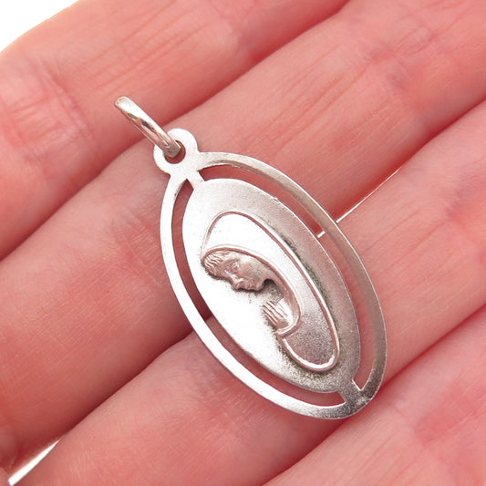 800 Silver Vintage Italy St. Mary Religious Charm Pendant