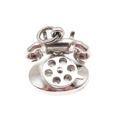 925 Sterling Silver Antique Art Deco I Love You Rotary Phone 3D Mini Pendant