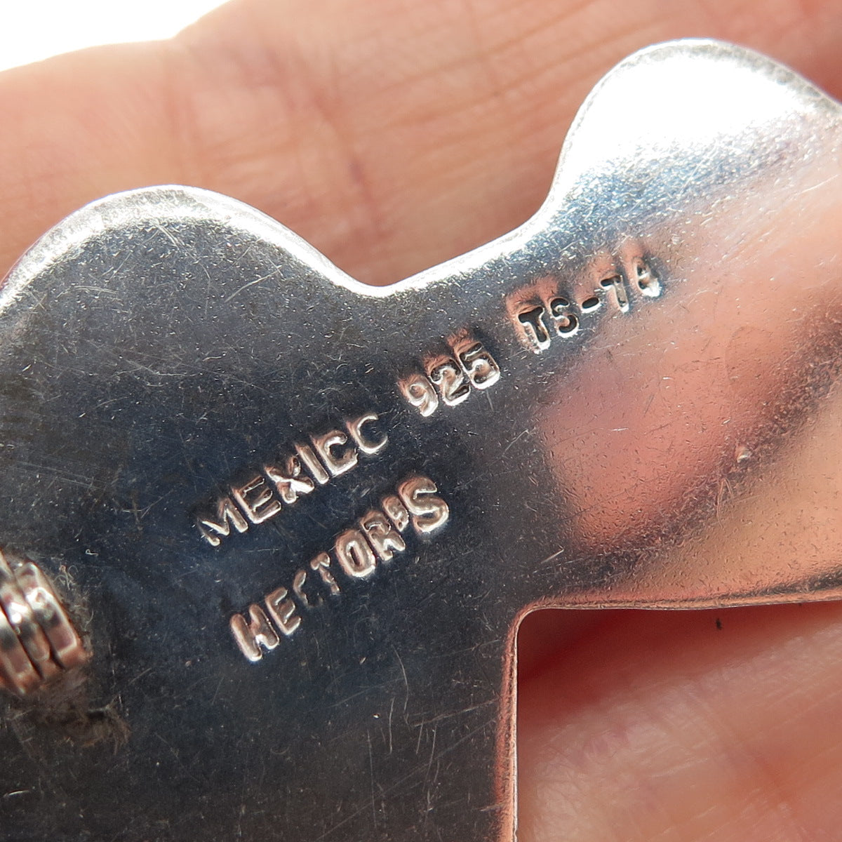 HECTOR'S 925 Sterling Silver Vintage Mexico Triple Heart Family Pin Brooch