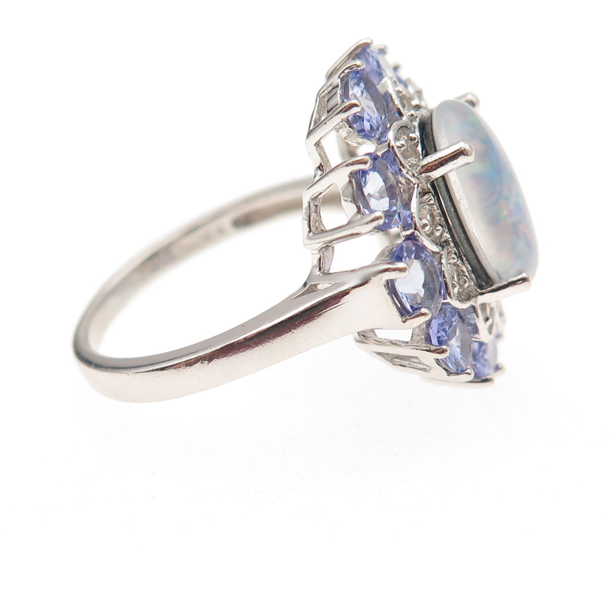 Harold Trujillo Sterling Silver Real Doublet Opal Tanzanite & Topaz Ring Size 7