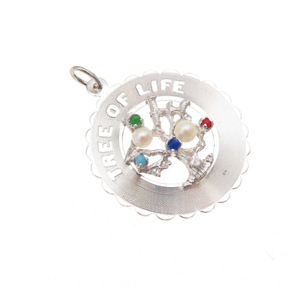 Mark Mercy Sterling Silver Vintage Real Pearl & Rhinestone Tree of Life Pendant