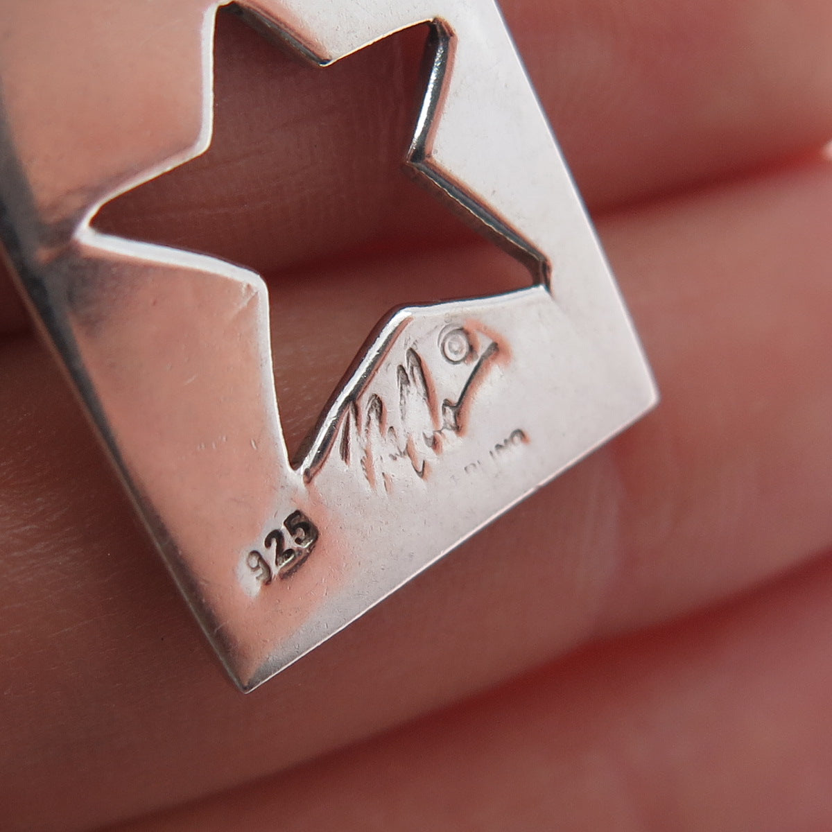NALDO 925 Sterling Silver Vintage Star Tag Charm Pendant