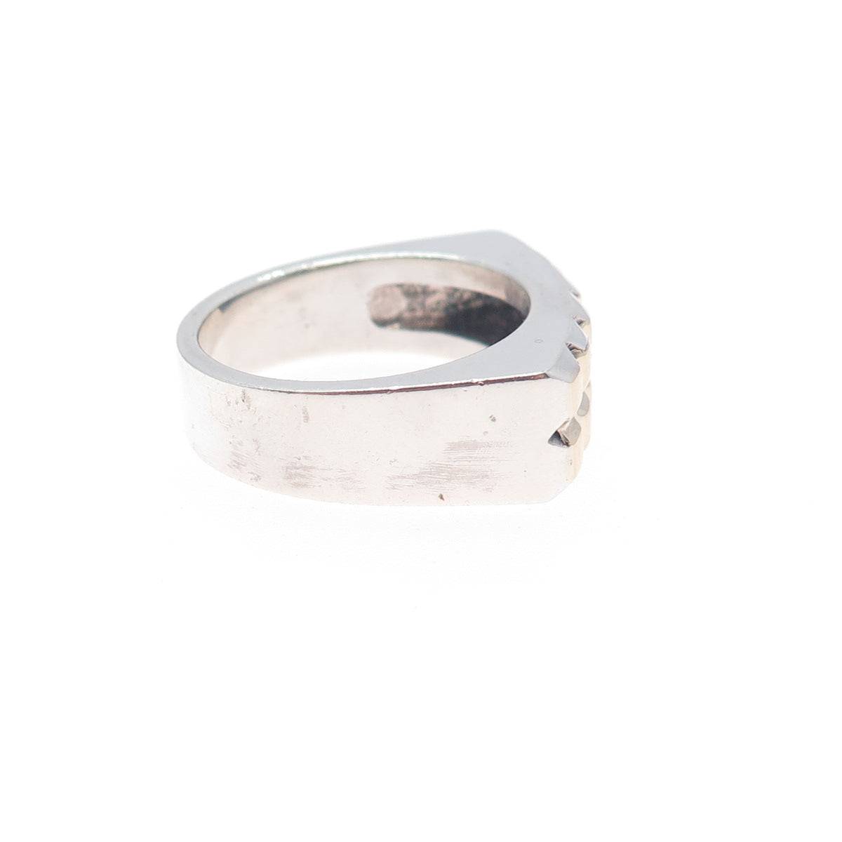 18K Gold 925 Sterling Silver Vintage Modernist Ring Size 8